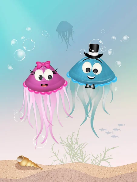 Ślub Jellyfish — Zdjęcie stockowe