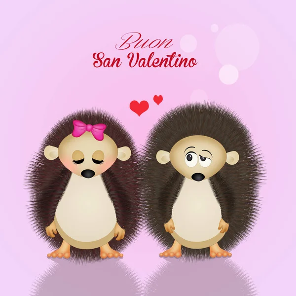 Igel zum Valentinstag — Stockfoto