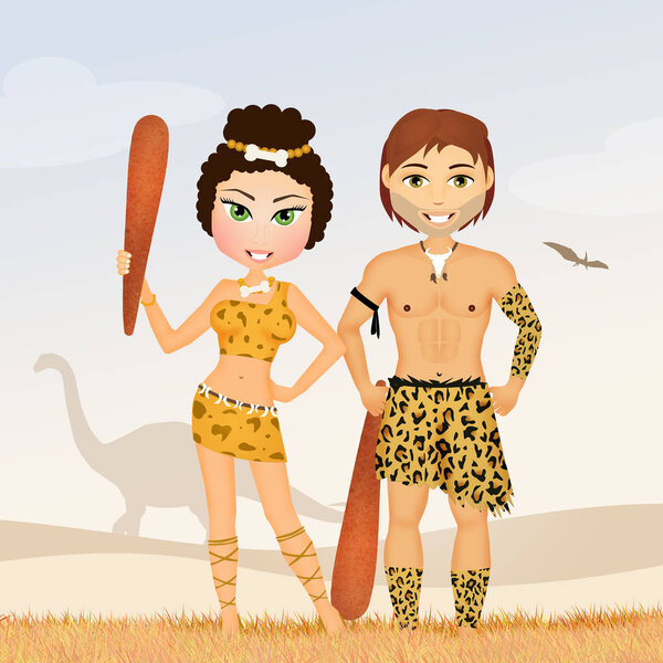 prehistoric couple with clave