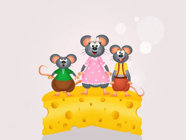 Mama mouse-ul pe brânză — Fotografie, imagine de stoc