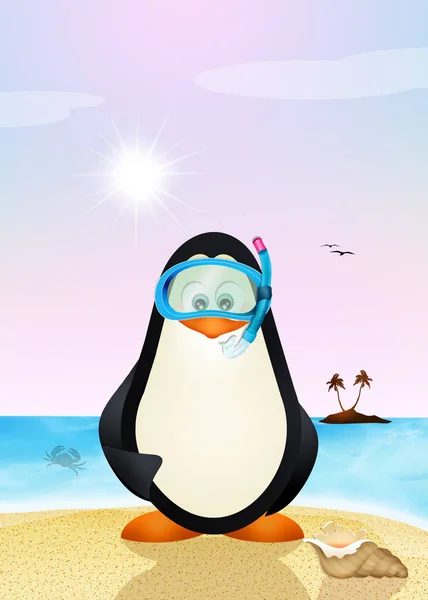 Pinguin mit Tauchermaske — Stockfoto