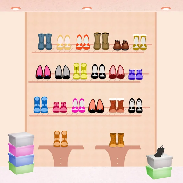 Illustration of shoes shop — Stock Photo, Image