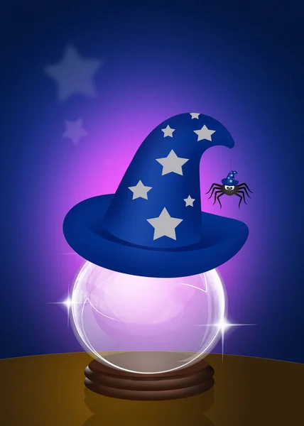 Sombrero mago y futura bola de cristal — Foto de Stock