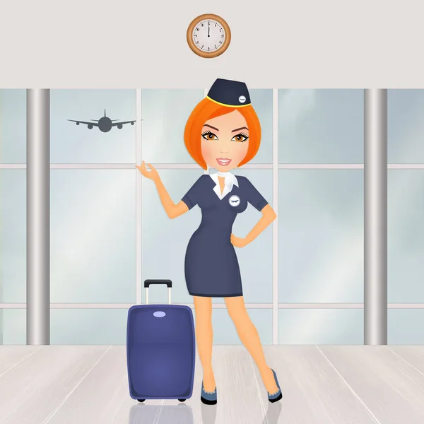 Hostess im Flughafen — Stockfoto