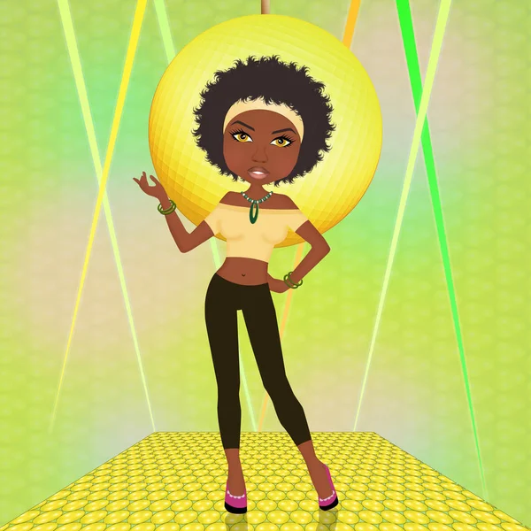 Afro-Frau tanzt in der Disco — Stockfoto