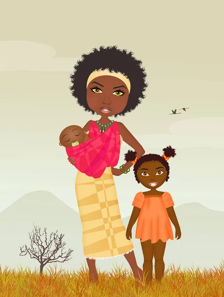 Negro mujer y hijo — Foto de Stock