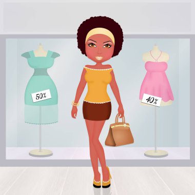 siyah kadın alışverişe