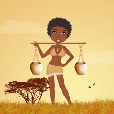 Afrikalı kadın su taşır