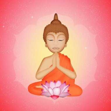 Buda heykeli ve lotus çiçeği