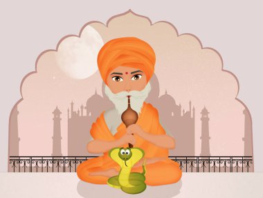 flüt ile yılan oynatan kimse