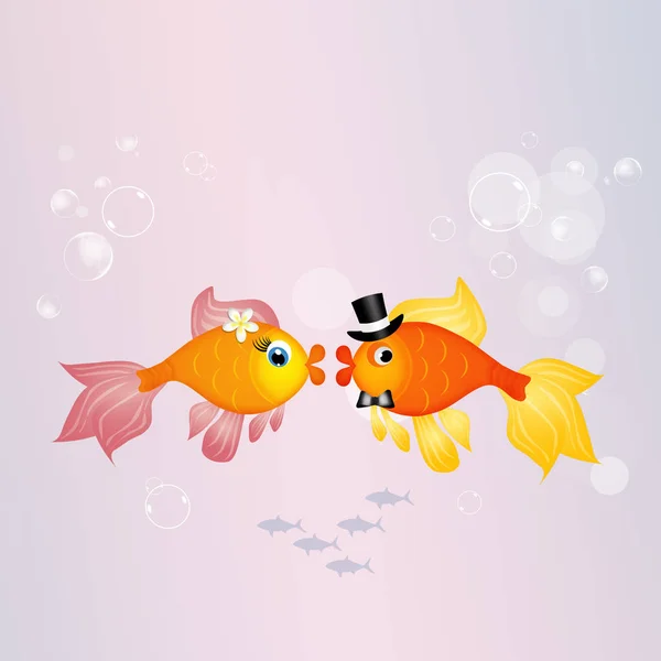 Red fishes bride and groom — Stock Photo, Image