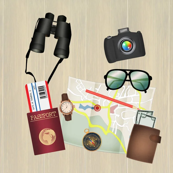 Objecten voor reiziger avontuur — Stockfoto