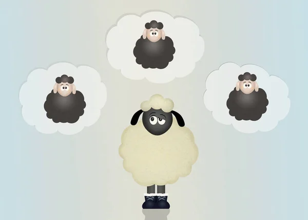 Counting sheep cartoon — Stock Photo, Image