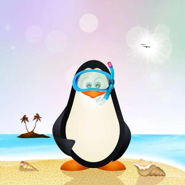 Pinguin mit Tauchermaske — Stockfoto