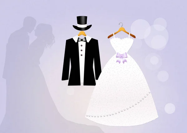 Hochzeitskleidung für Braut und Bräutigam — Stockfoto
