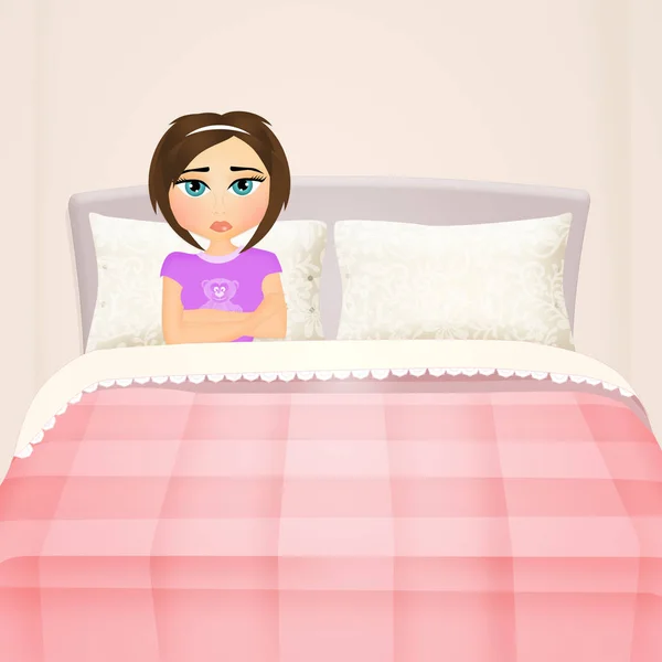 Single girl in the bed — Stock Photo, Image