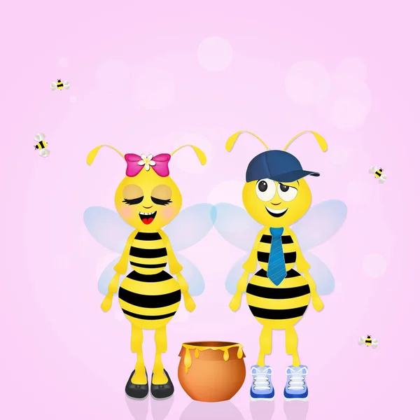 Bees couple spouses — Stock Photo, Image