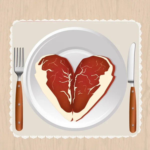 Carne a forma di cuore — Foto Stock