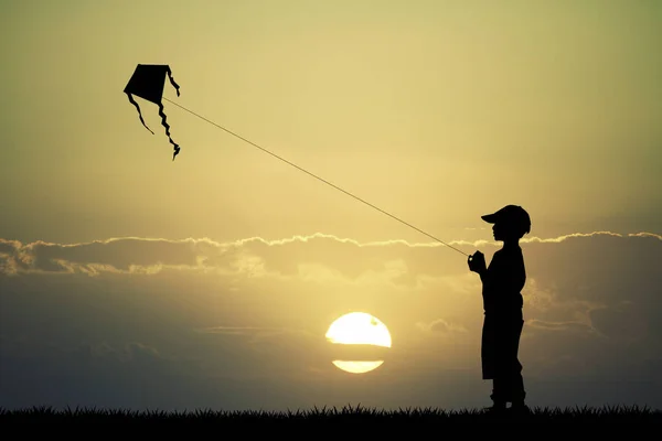 Niño y cometa — Foto de Stock