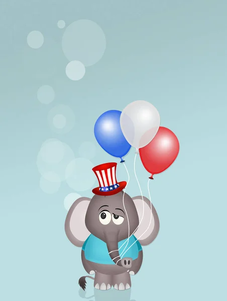 Elefante con globos para el 4 de julio — Foto de Stock