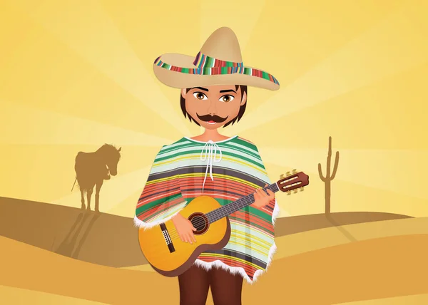 Hombre mexicano en el desierto — Foto de Stock