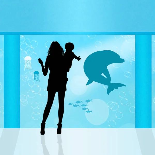 Menschen im Aquarium — Stockfoto