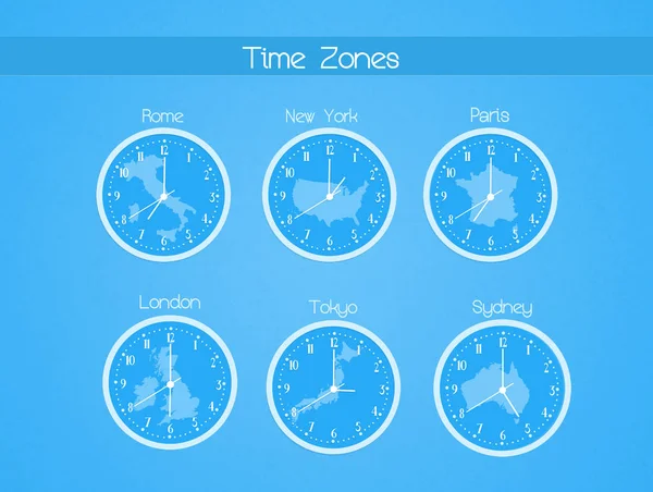 Zeitzonen-Uhren — Stockfoto