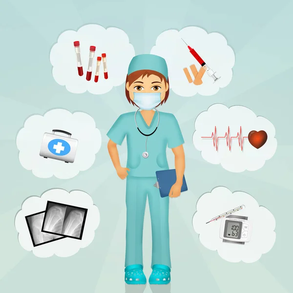 Surgeon with hospital objects — Stock Photo, Image