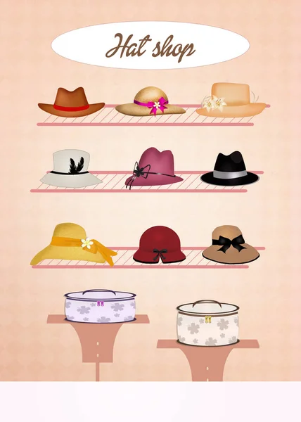 illustration of hats shop