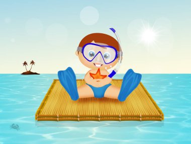 tüplü maske Sal üzerinde bebekle