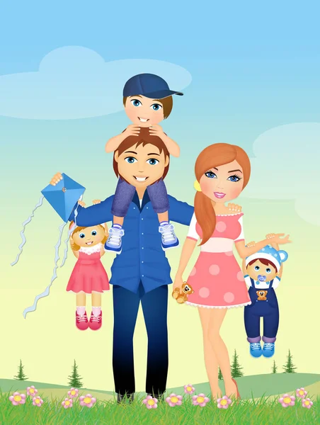 Illustration einer glücklichen Familie — Stockfoto