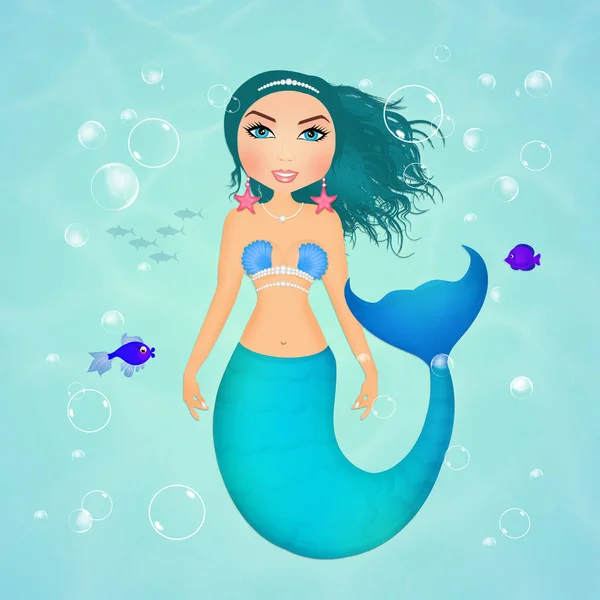 Sirena azul en el océano — Foto de Stock