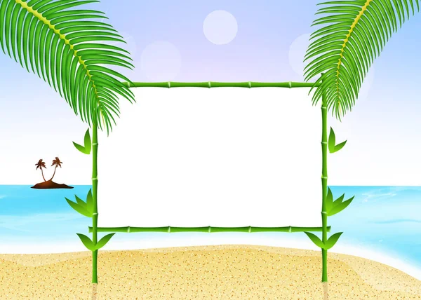 Blackboard bambu på stranden — Stockfoto