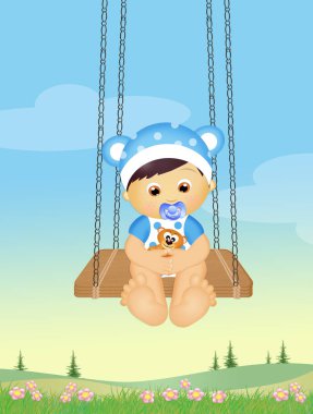 Bebek salıncak üzerinde