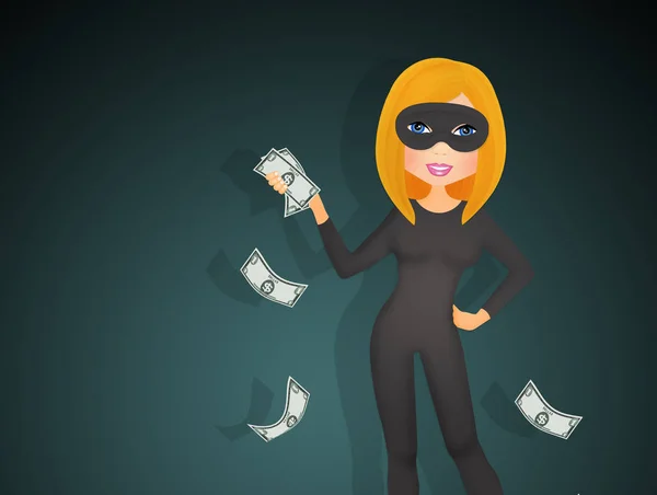 Funny thief girl — Stock Photo, Image