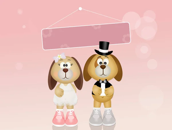 Illustration of dogs spouses — Stock Photo, Image