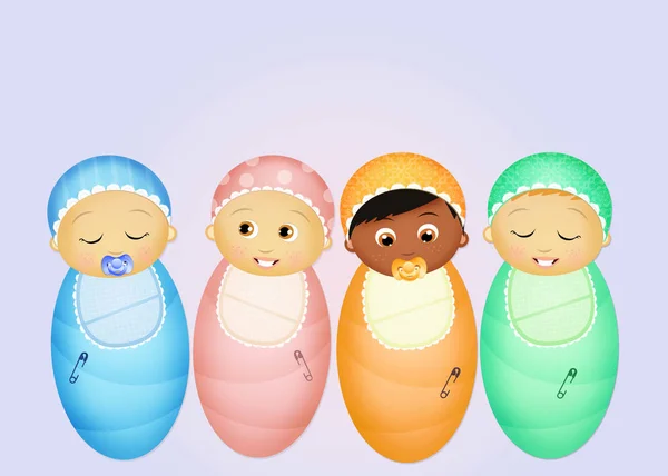 Illustration of joyful babies — Stock Photo, Image