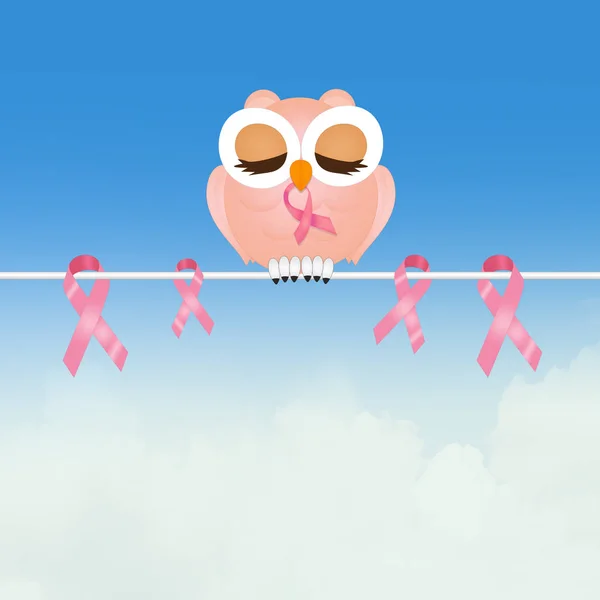 Owl with Breast Cancer ribbon — Stock Photo, Image