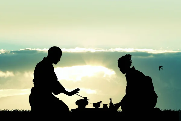 Японский ритуал чайной церемонии — стоковое фото