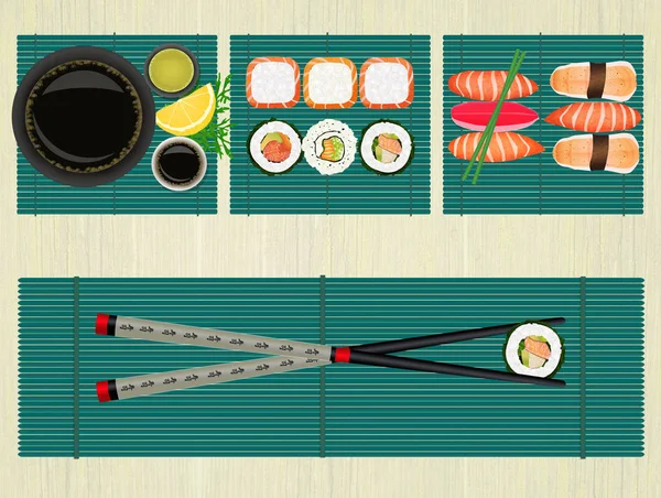 Sushi-Teller Menü — Stockfoto