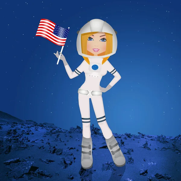 火星への宇宙飛行士の女の子 — ストック写真