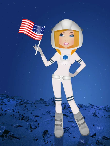 Девушка-астронавт на Марс — стоковое фото