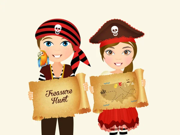 Illustration of treasure hunt — Stock Photo, Image