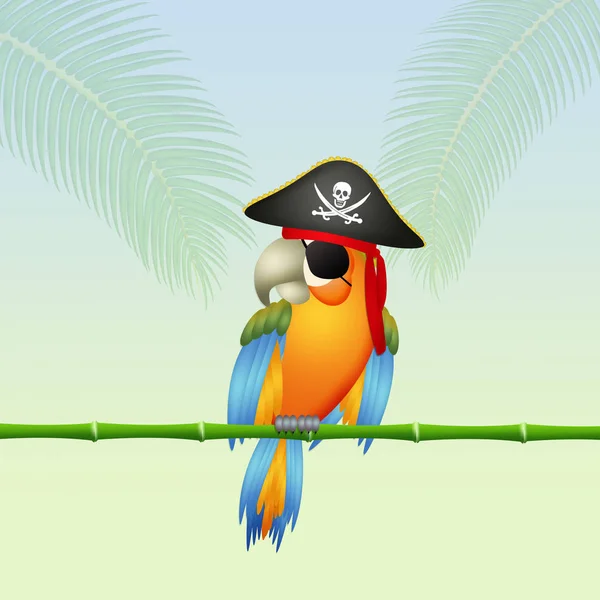 Ілюстрація піратського папуги — стокове фото