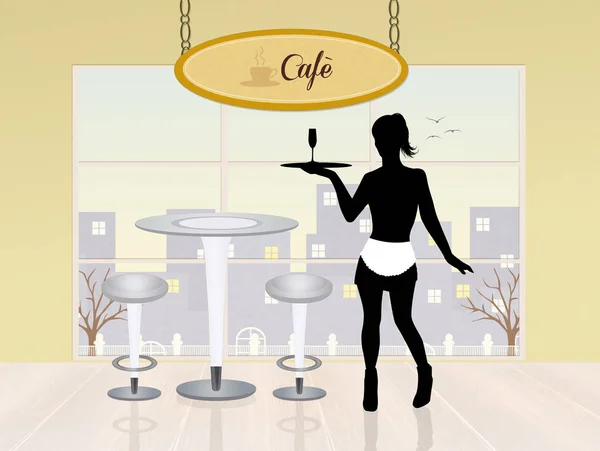 Girl serving cafe — Stock Photo, Image