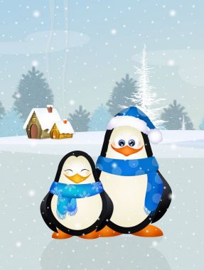 buz üzerinde sevimli penguenler