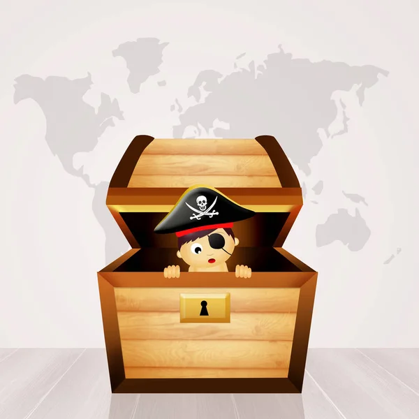 baby pirate in treasure chest