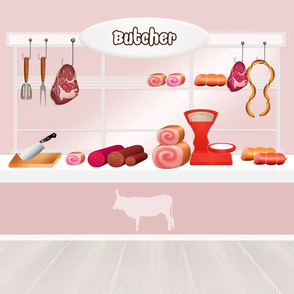 Illustration of Butcher shop — Stock Photo, Image