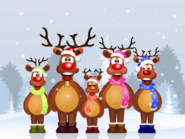 Reindeer family cartoon — Stock Photo, Image