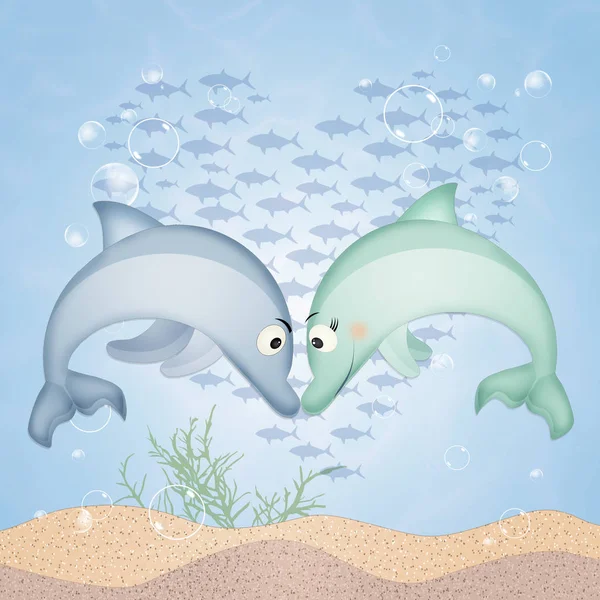 A szerelem az óceán delfinek — Stock Fotó